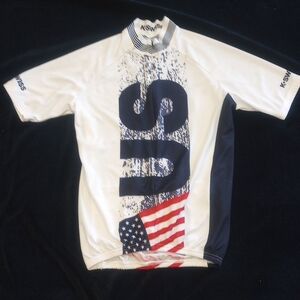 K-Swiss USA Flag Cycling Jersey in White and Navy